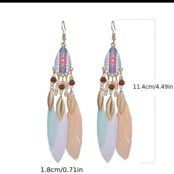 COPY - feather earrings. So pretty. Beautiful colors - Picture 1 of 1